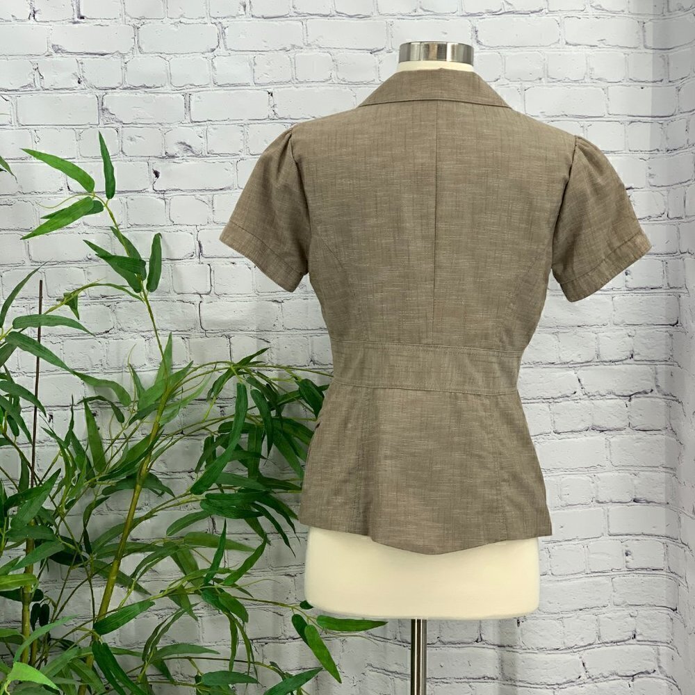 AB Studio Tan Short Sleeve Short Suit - Picture 2 of 8